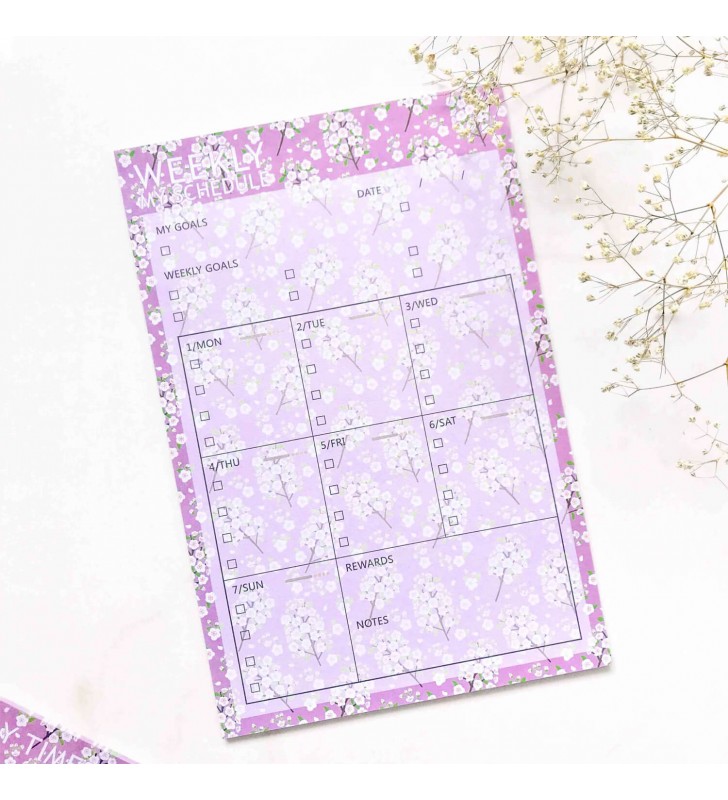 Настольный планер "Weekly schedule" pink flowers