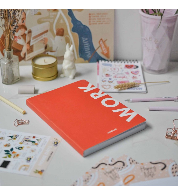 Блокнот в клеточку "Work" red